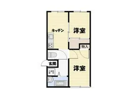 プレジール大谷(2DK/2階)の間取り写真