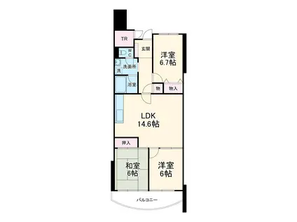 コンドミニアム千里中央(3LDK/9階)の間取り写真