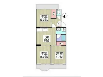 旭が丘カサヴェール(3DK/1階)の間取り写真