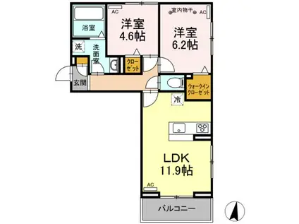 D-ROOM 森本(2LDK/3階)の間取り写真