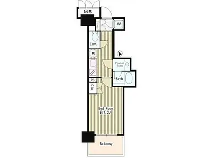 オーチャード(1K/4階)の間取り写真