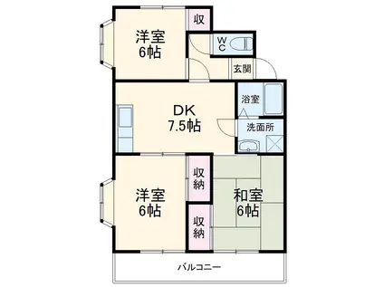 ヴィラエクセレント(3DK/2階)の間取り写真