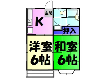 サニーライトB(2DK/1階)の間取り写真