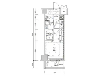 レアライズ西川口(1K/11階)の間取り写真