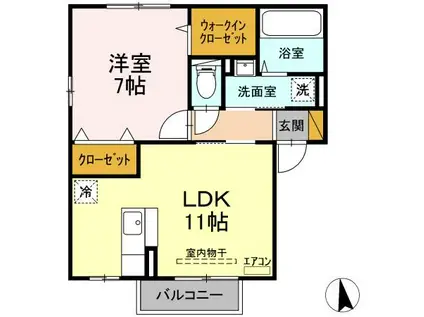 グランモア東台B(1LDK/2階)の間取り写真