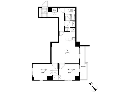 ARECX八幡(2LDK/4階)の間取り写真