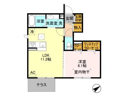 カスタリアⅢ(1LDK/1階)の間取り写真