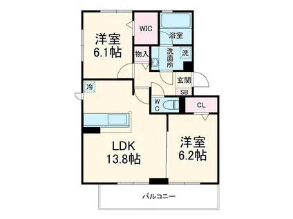 スターブル幸加Ⅱ(2LDK/2階)の間取り写真