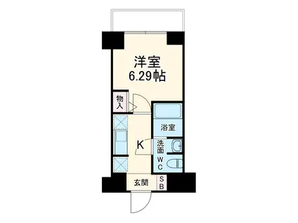 グランカーサさいたま新都心(1K/4階)の間取り写真
