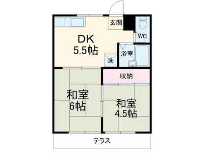 ヴェルハイツ中央(2DK/2階)の間取り写真