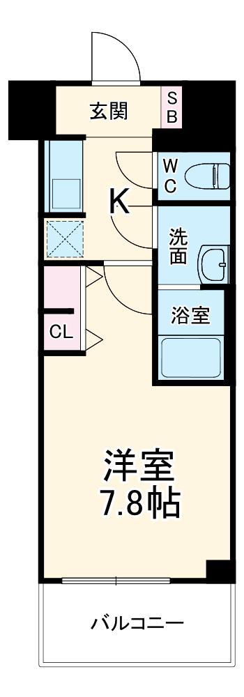 S-RESIDENCE四日市駅前COULEUR(1K/12階)の間取り写真