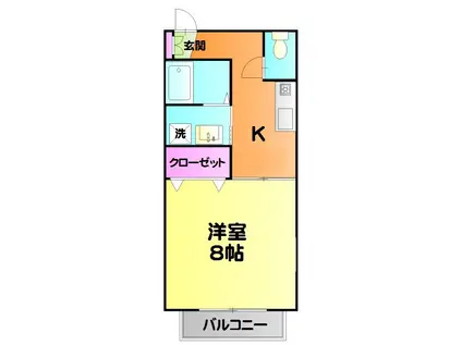 グリーンハイツ綾瀬Ⅱ(1K/1階)の間取り写真