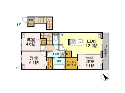 YAMAJUⅡ(3LDK/2階)の間取り写真