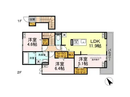 YAMAJUⅡ(3LDK/2階)の間取り写真