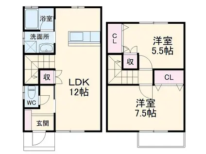 名古屋市桜通線 瑞穂区役所駅 徒歩13分 2階建 新築(2LDK)の間取り写真
