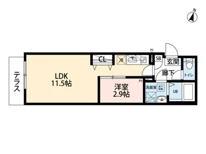 ARIETTA蘇我(1LDK/1階)の間取り写真