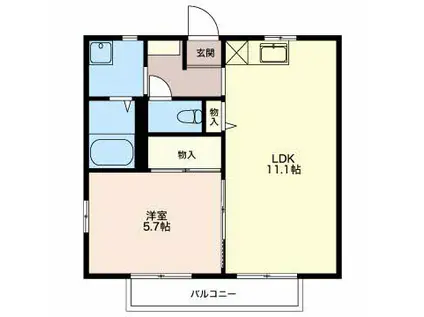 アオムアサヒA(1LDK/2階)の間取り写真