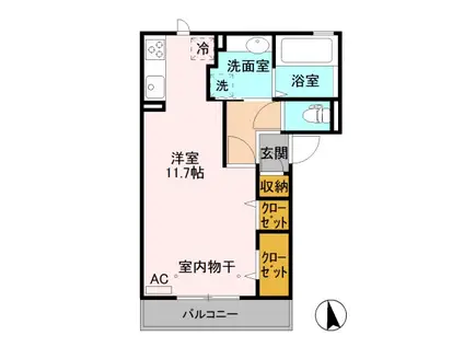 ファーストステージ(ワンルーム/2階)の間取り写真