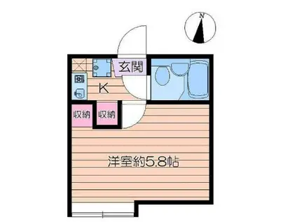 ベル北綾瀬A(1K/2階)の間取り写真