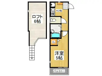 サフィール向ヶ丘(1K/1階)の間取り写真
