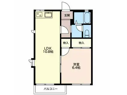 ディアコート慶 A(1LDK/2階)の間取り写真