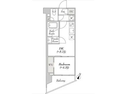 ルミーク本町ウエスト(1DK/2階)の間取り写真