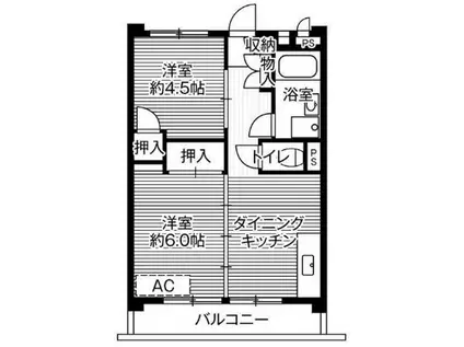 ビレッジハウス向台タワー1号棟(2DK/7階)の間取り写真