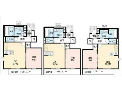 MEMORY COURT(1LDK/1階)の間取り写真