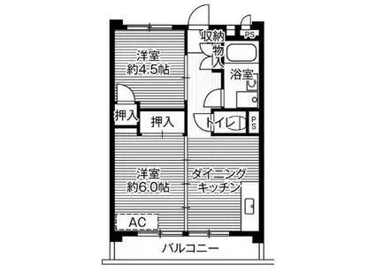 ビレッジハウス向台タワー1号棟(2DK/7階)の間取り写真