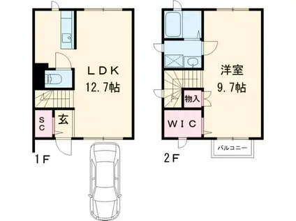 KAGUYA S(1LDK/1階)の間取り写真