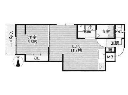 アドバンスコート四条堀川(1LDK/1階)の間取り写真