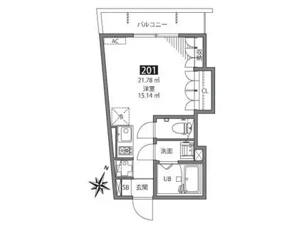N-DORM(ワンルーム/2階)の間取り写真