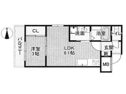 アドバンスコート四条堀川(1LDK/3階)の間取り写真