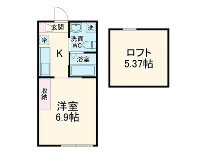 SGアパートメント・新百合ヶ丘(1K/1階)の間取り写真