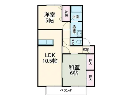 メゾンセモアA棟(2LDK/1階)の間取り写真
