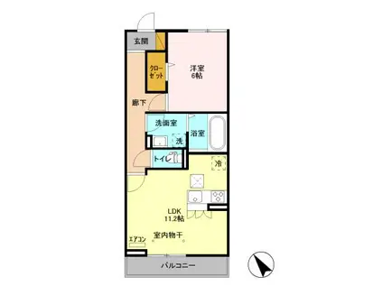 エスポワールアズール(1LDK/1階)の間取り写真