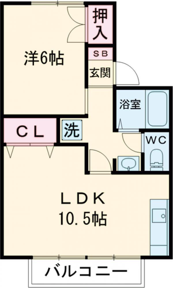 メゾンみやまA(1LDK/1階)の間取り写真