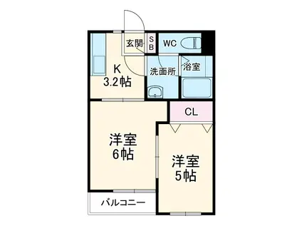 ラグジュアリーハイツRO(2K/1階)の間取り写真