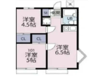 クロノス仙川(2DK/1階)の間取り写真