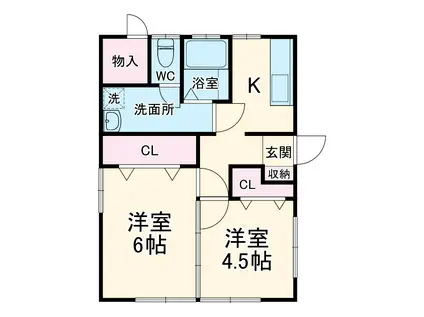 中央本線 竜王駅 徒歩38分 1階建 築57年(2K)の間取り写真