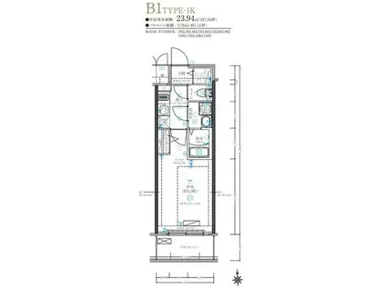 ディアレイシャス名古屋太閤通Ⅳ(1K/2階)の間取り写真
