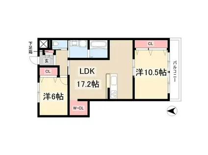 アニコムハイツⅡ(2LDK/3階)の間取り写真