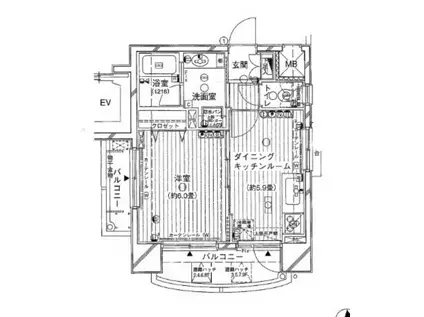アール・ケープラザ関内大通公園(1DK/4階)の間取り写真