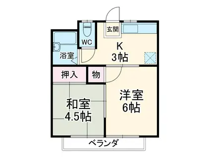 ハイツシャルム(2K/1階)の間取り写真