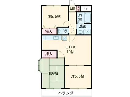 篠崎パークマンション(3LDK/4階)の間取り写真