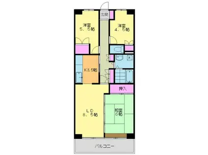 本厚木ロイヤルマンション(3LDK/4階)の間取り写真