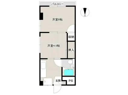 東柏ヶ谷コーポ(2DK/2階)の間取り写真