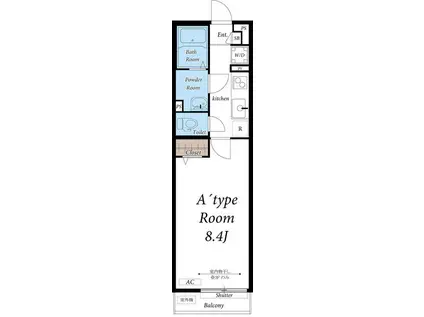 リブリ・栖(1K/1階)の間取り写真