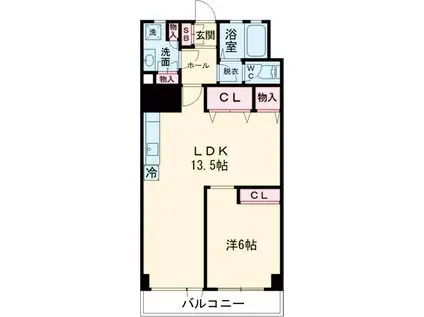 和泉台マンション(1LDK/1階)の間取り写真
