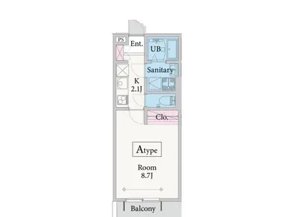 セナリオフォルム稲毛1(1K/2階)の間取り写真